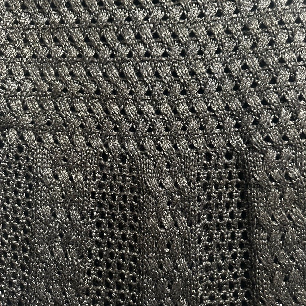 Love & Legend X Charcoal Knit Shimmer Open Knit Crochet Long Sleeve Sweater - Picture 5 of 8